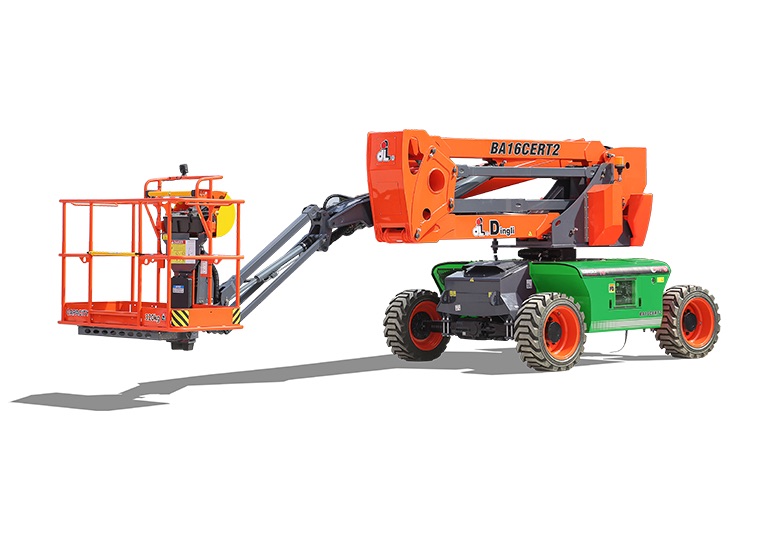 de knikarmhoogwerker van Dingli met 16 meter werkhoogte en werkbereik van 8,6 meter met lithium batterij en 4-wd